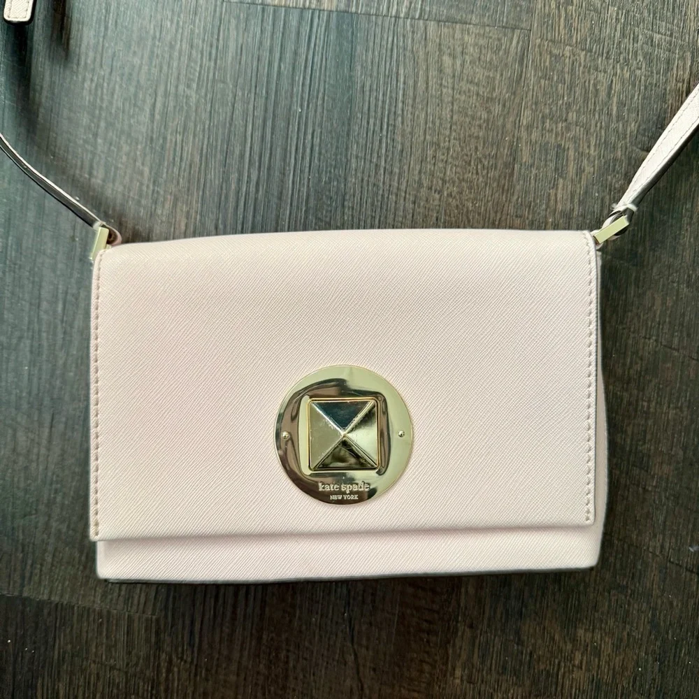 Chic Blush Crossbody Bag with Gold Accent